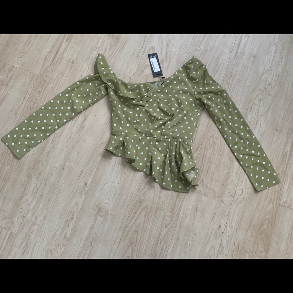 Green Polka Dot Off The Shoulder Top